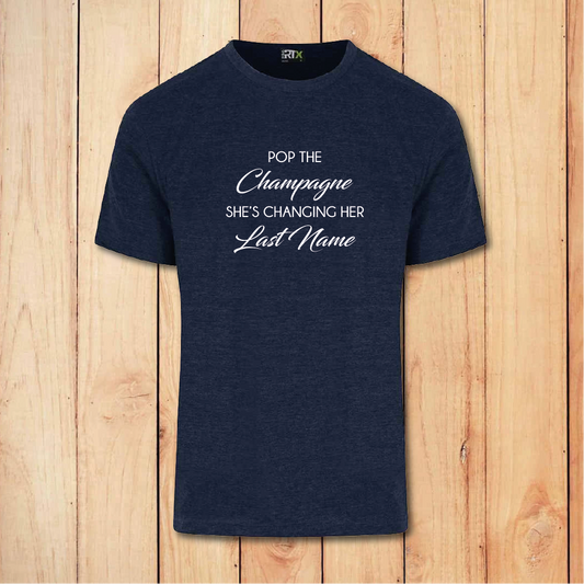 Hen Do T-Shirt - Pop the Champagne - Hen Party (Navy)