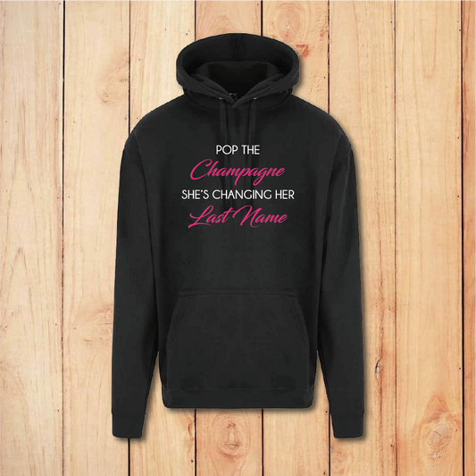 Hen Do Hoodie - Pop the Champagne - Hen Party (Black)