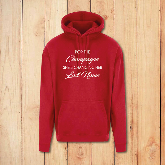 Hen Do Hoodie - Pop the Champagne - Hen Party (Red)