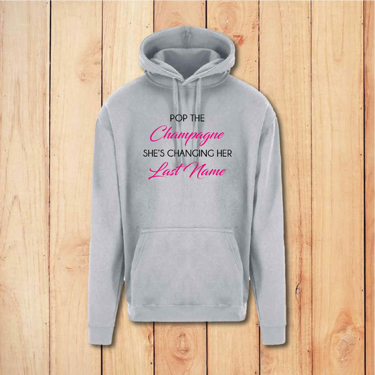 Hen Do Hoodie - Pop the Champagne - Hen Party (White/Grey)