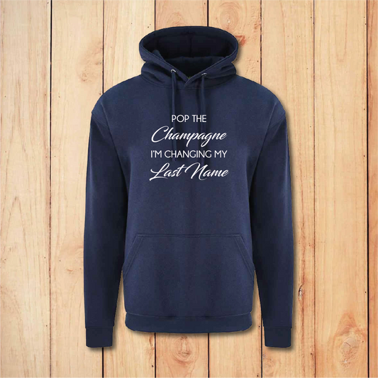 Hen Do Hoodie - Pop the Champagne - Bride (Navy)