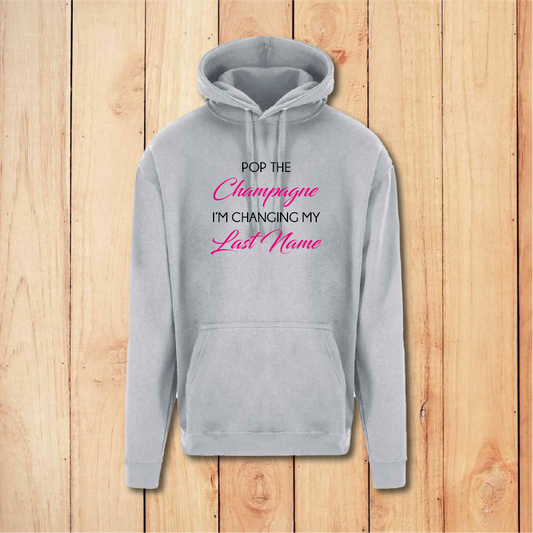 Hen Do Hoodie - Pop the Champagne - Bride (White/Grey)