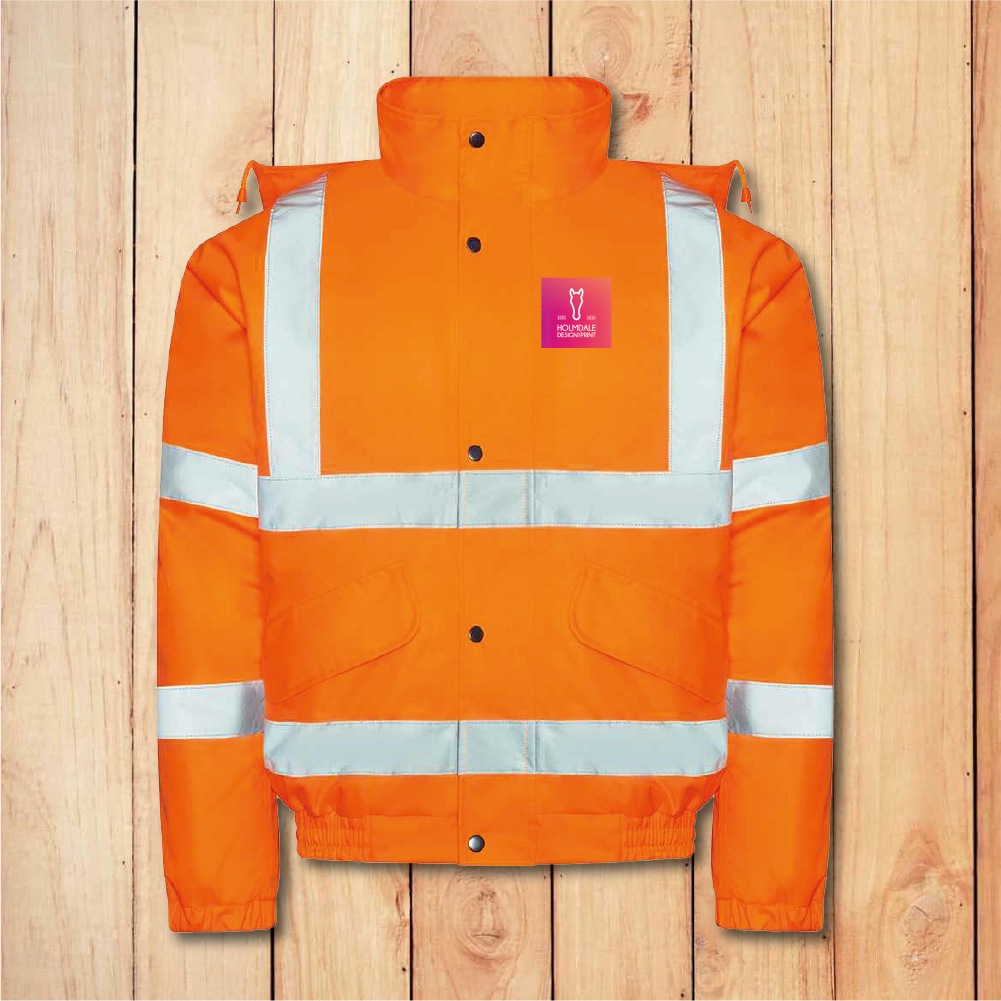 Hi-Vis Bomber Coat Jacket - Add Anything (Orange)