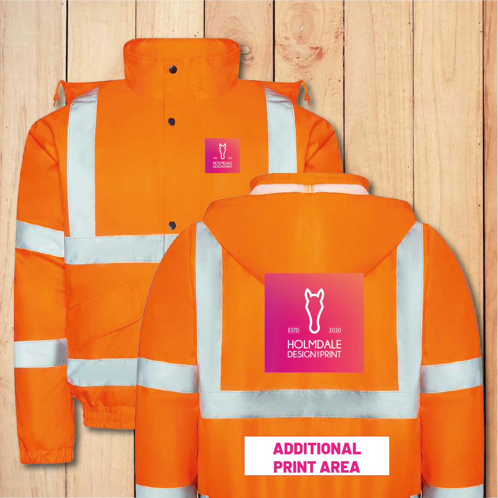 Hi-Vis Bomber Coat Jacket - Add Anything (Orange)
